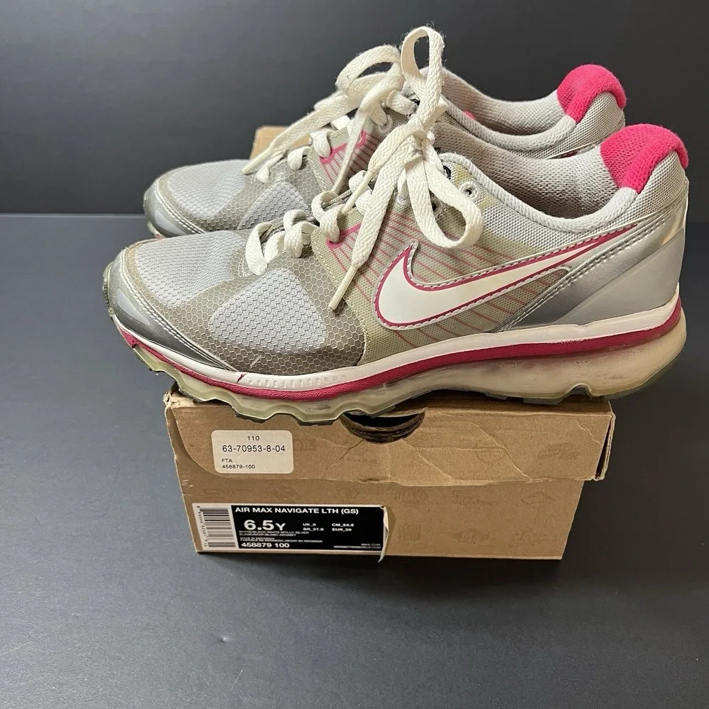 Nike Air Max Gray Pink 414308-001 Youth Kids Size 6.5Y Athletic Running Gym